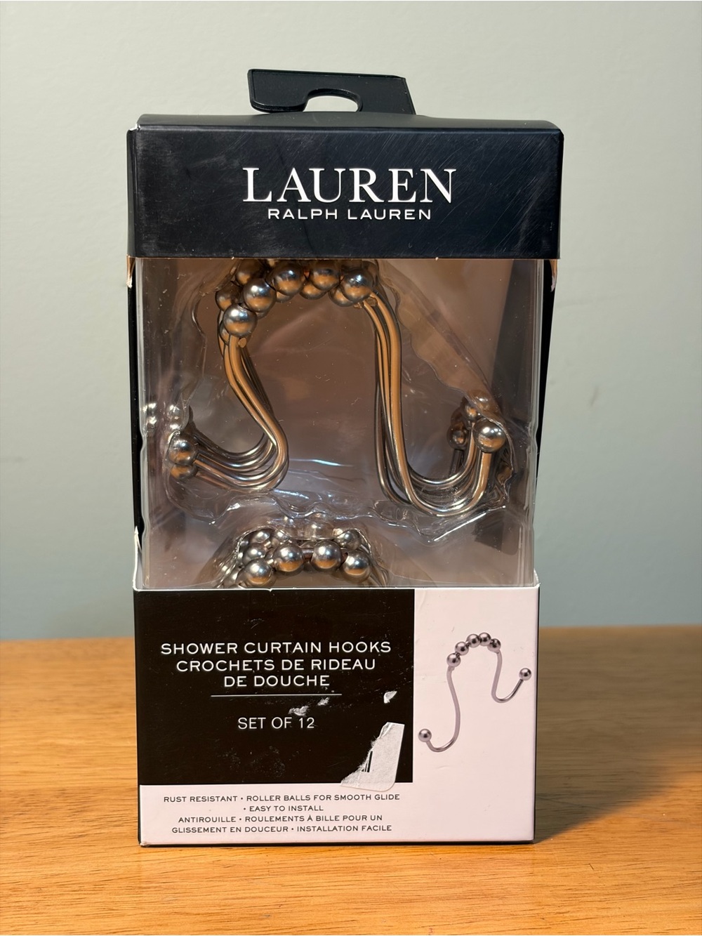 Lauren Ralph Lauren Shower Curtain Hooks Set Of 12 Polished Crome NEW